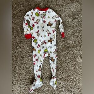 Carter's White Footie with Red and Green Animal Print